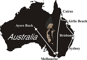 Reiseroute der Australien Reisen (klein)